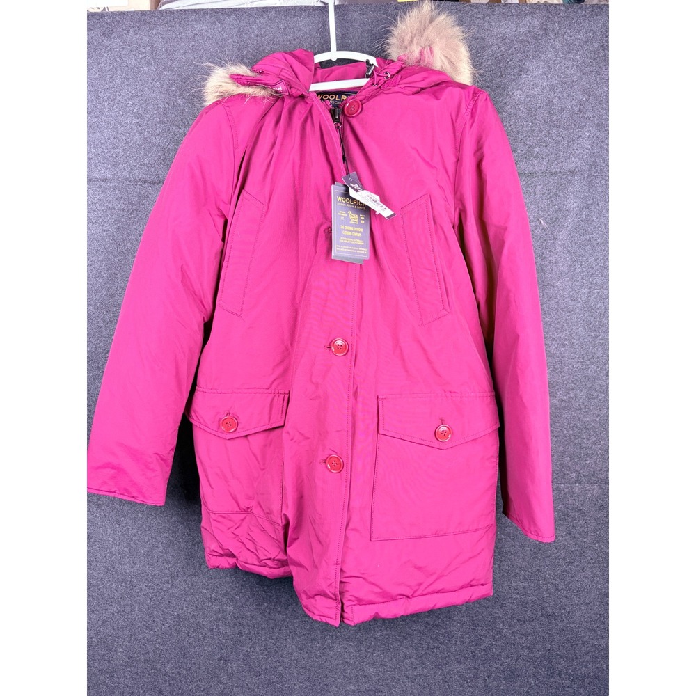Woolrich John Rich & Bros Arctic Parka DF Pink Red Fur Trim Hood Coat WA1011 L